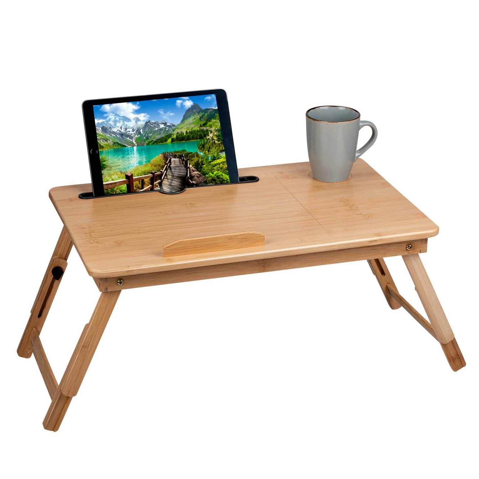 Laptoptafel / schoottafel / bedtafel - hout - 53 x 34 x 27,5 cm -