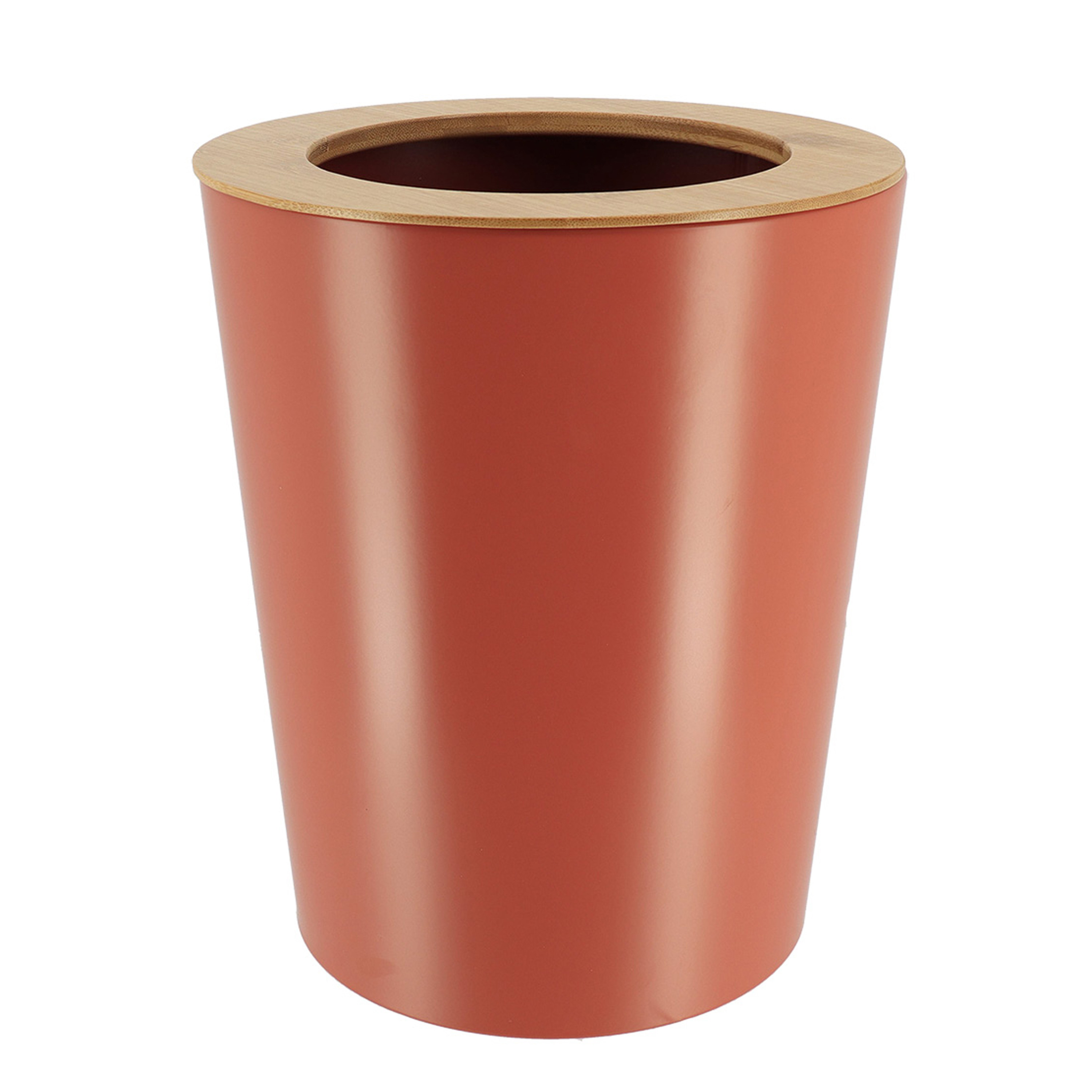 Tendance Badkamer prullenbak/afvalbak 103 series - terracotta - 5 liter - 20 x 25 cm - metaal/bamboe -
