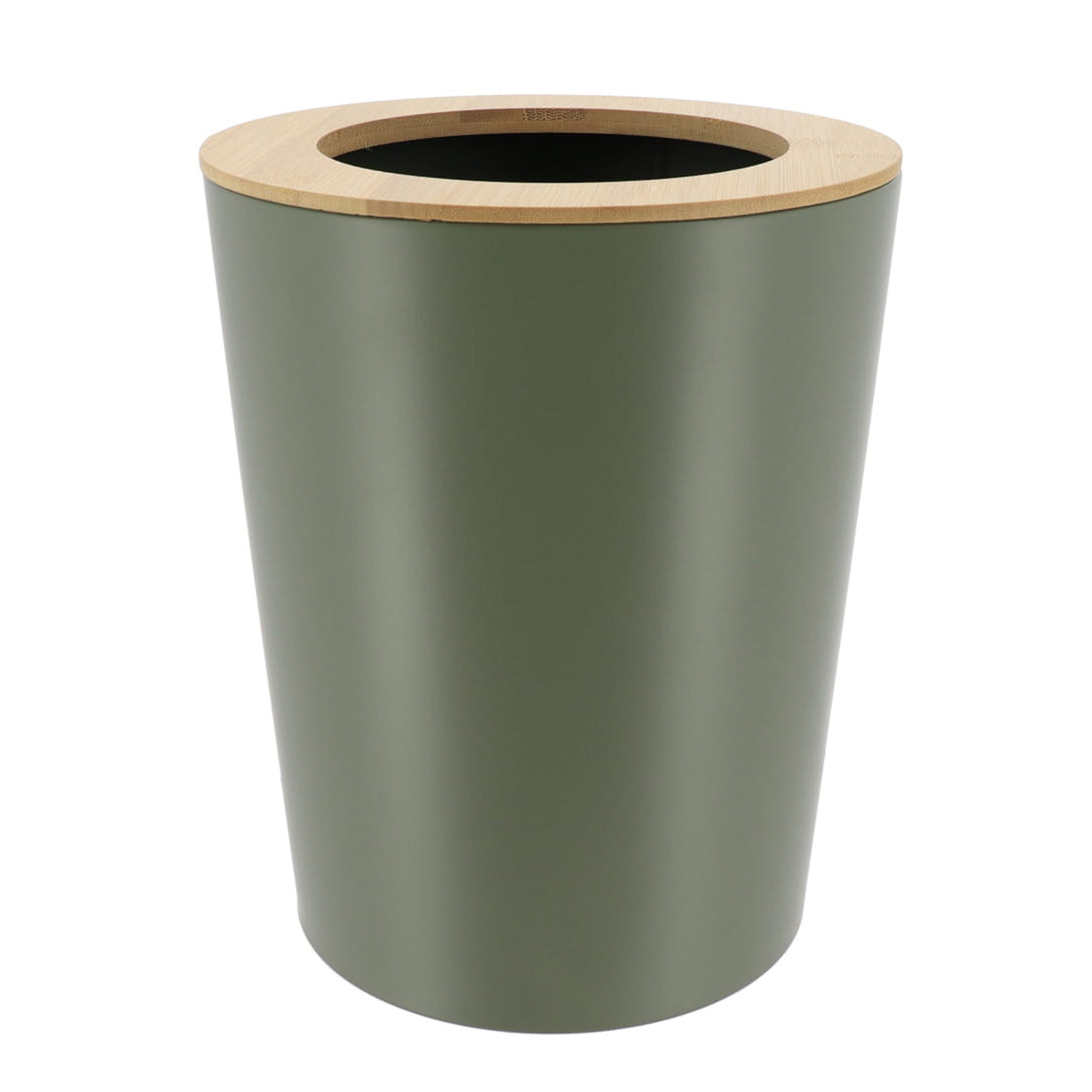 Tendance Badkamer prullenbak/afvalbak 103 series - groen - 5 liter - 20 x 25 cm - metaal/bamboe hout -
