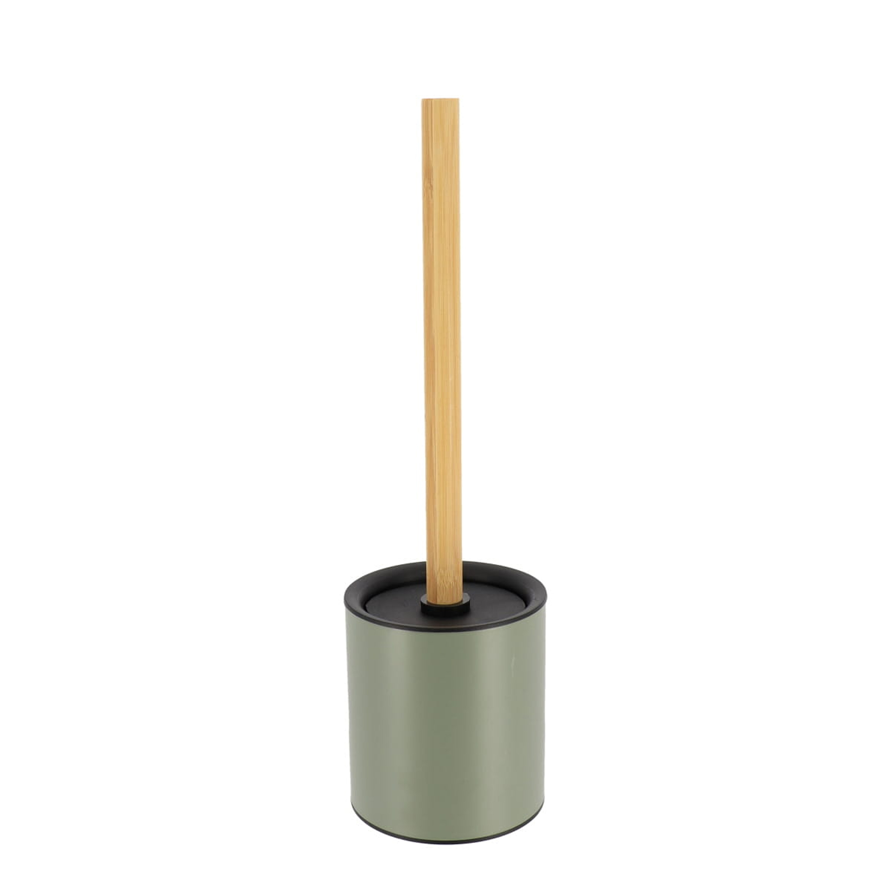 Tendance Badkamer toiletborstel met houder 103 series - groen - 10 x 37 cm - metaal/bamboe hout -