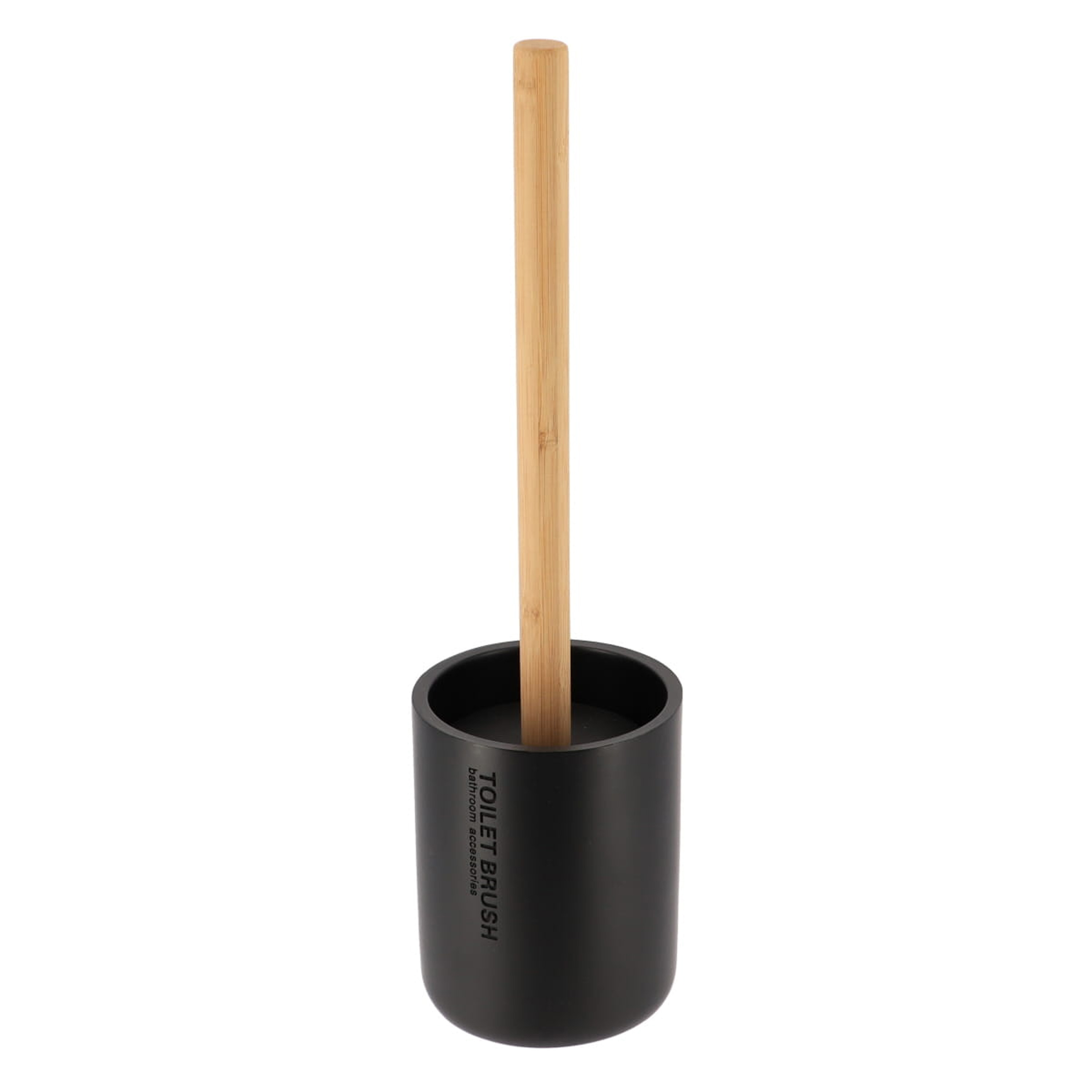 Tendance WC borstel met houder 102 series - zwart/bamboe - PS - 10,4  x 36 cm - toiletborstel -