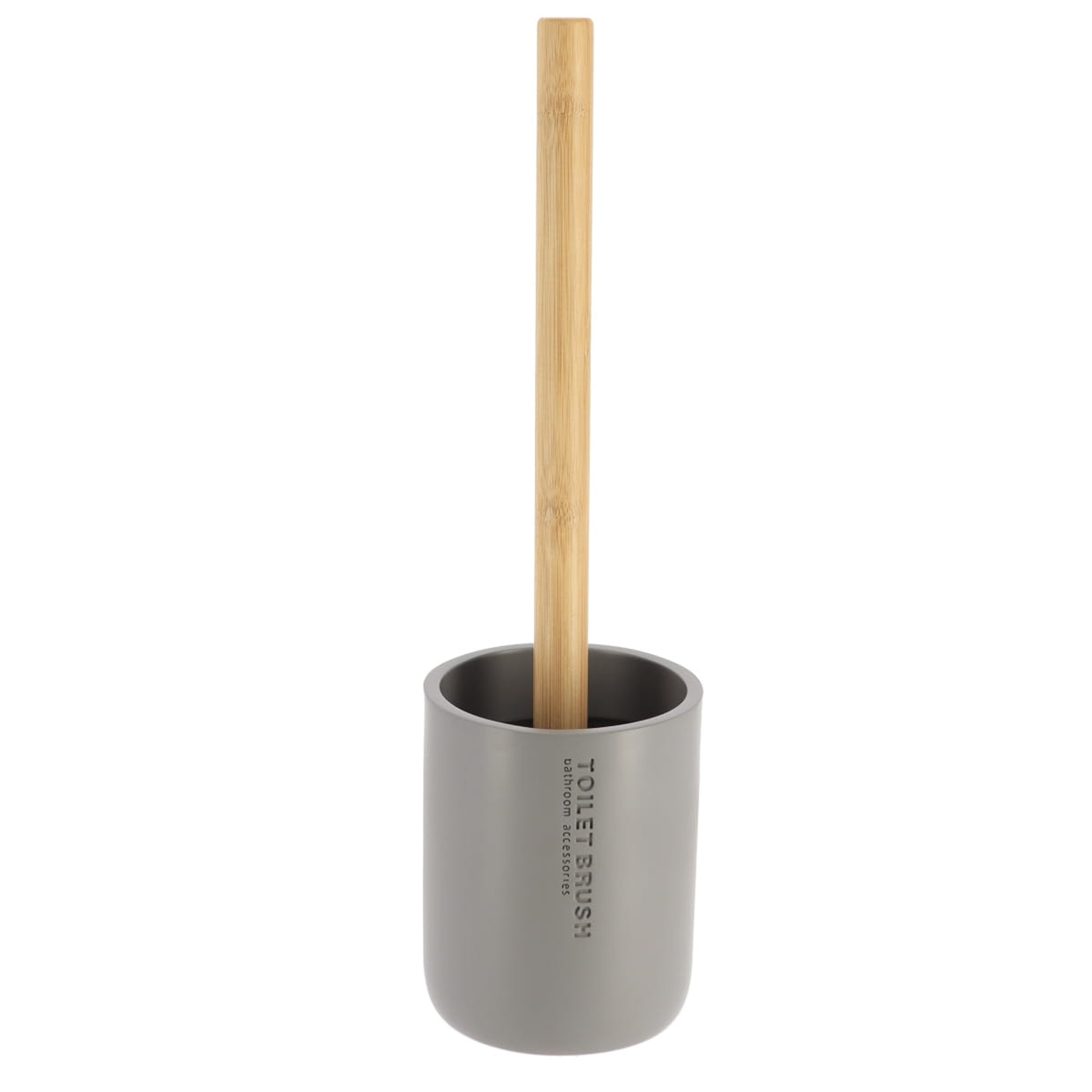 Tendance WC borstel met houder 102 series - grijs/bamboe - PS - 10,4  x 36 cm - toiletborstel -