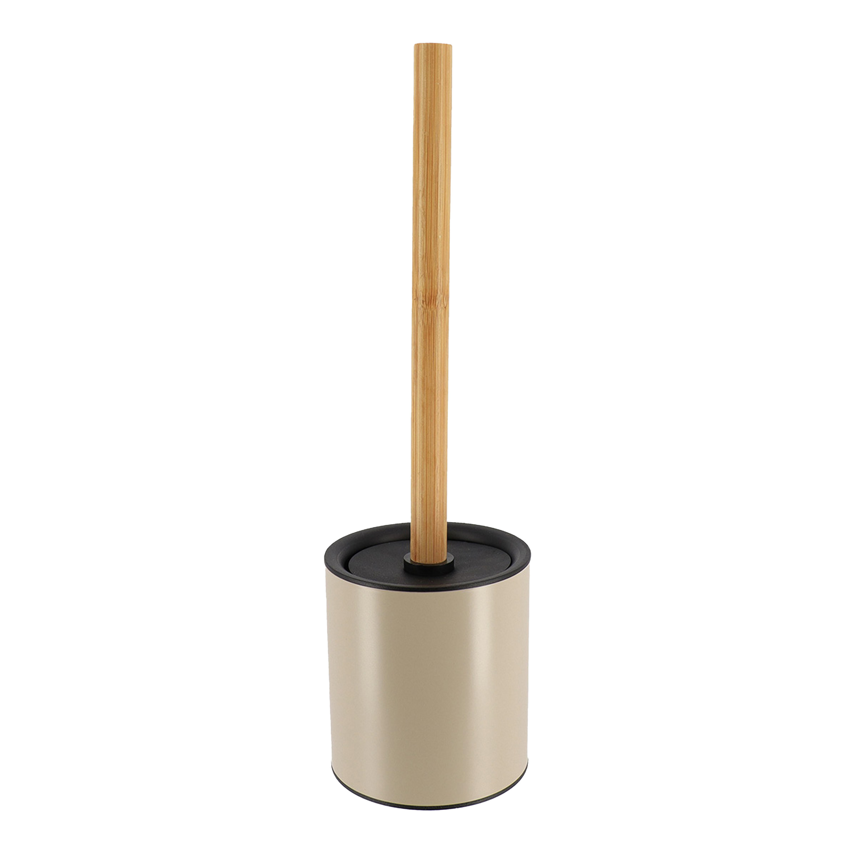 Tendance Badkamer toiletborstel met houder 103 series - taupe - 10 x 37 cm - metaal/bamboe hout -