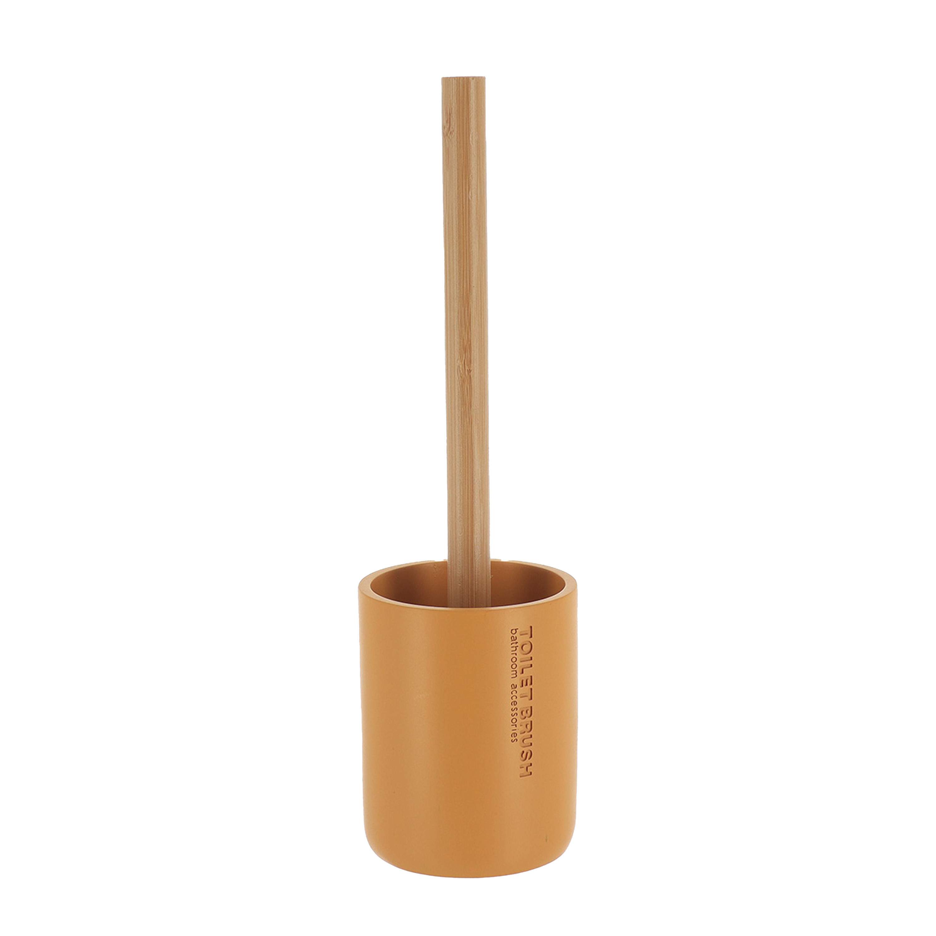 Tendance WC borstel met houder 102 series - mosterdgeel/bamboe - PS - 10,4  x 36 cm - toiletborstel -