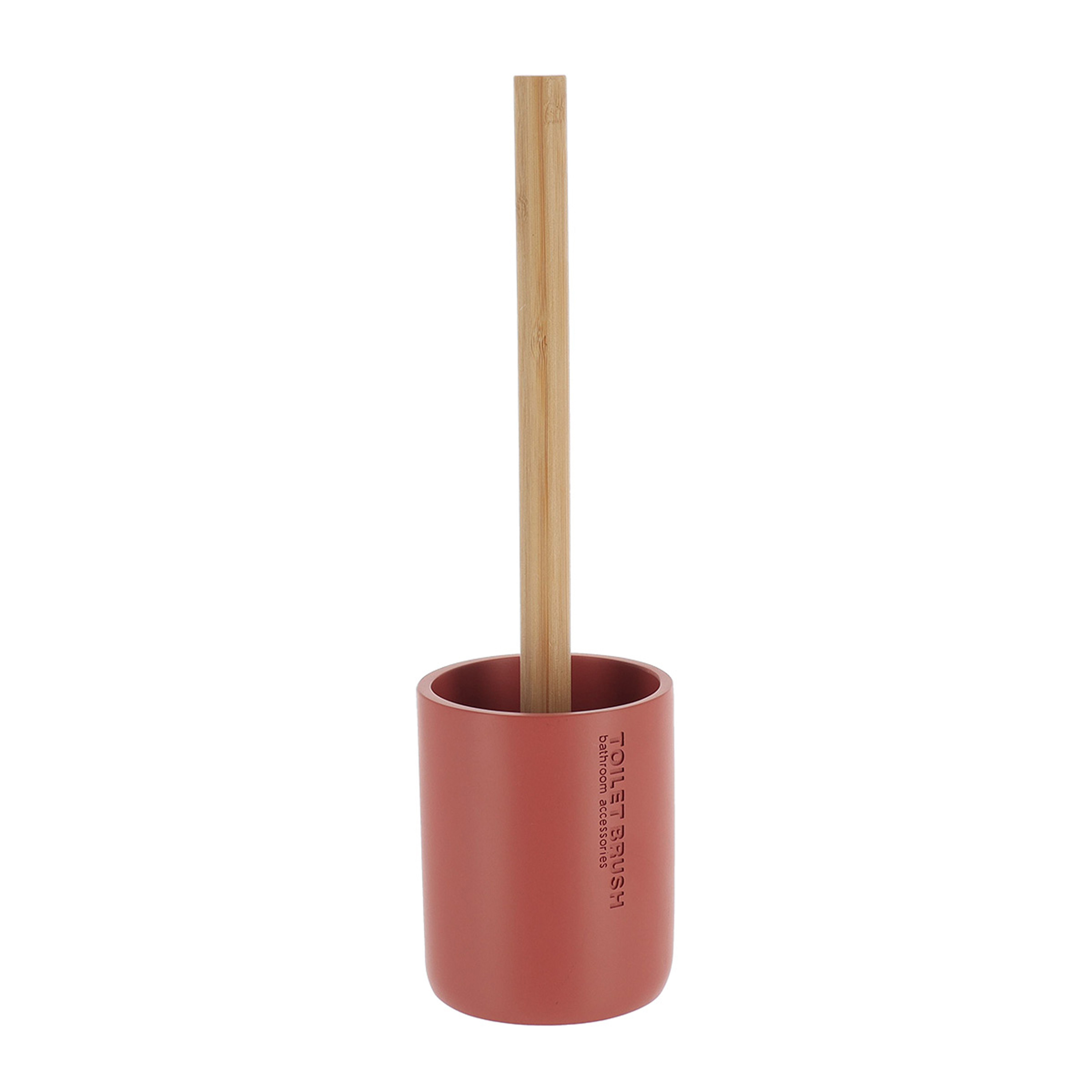 Tendance WC borstel met houder 102 series - terracotta/bamboe - PS - 10,4  x 36 cm - toiletborstel -