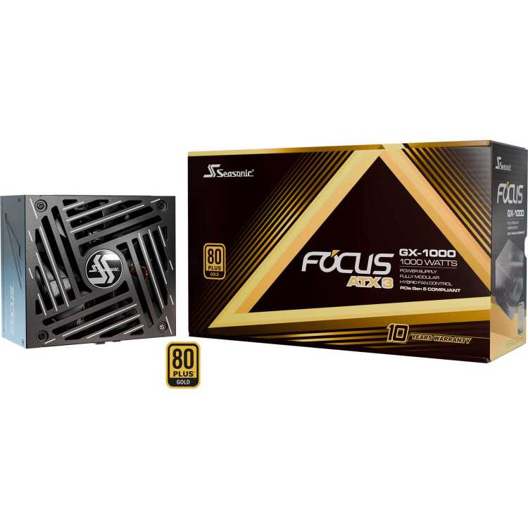 Seasonic FOCUS GX-1000-V4 1000W ATX3.1 voeding 1x 12-Pin High Power GPU, 3x PCIe, kabelmanagement