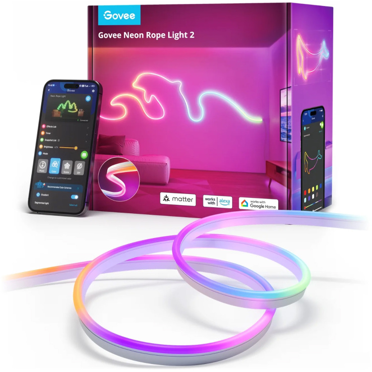 Govee Neon Rope Light 2 ledstrip 4 meter, 2,4GHz-wifi + Bluetooth