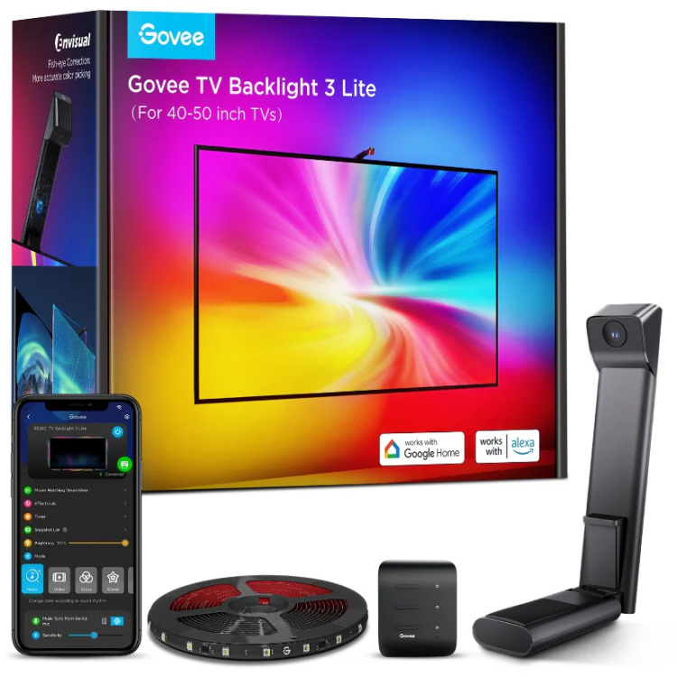 Govee TV Backlight 3 Lite verlichting 2,4GHz wifi, Bluetooth, voor 40 - 50 inch tv's