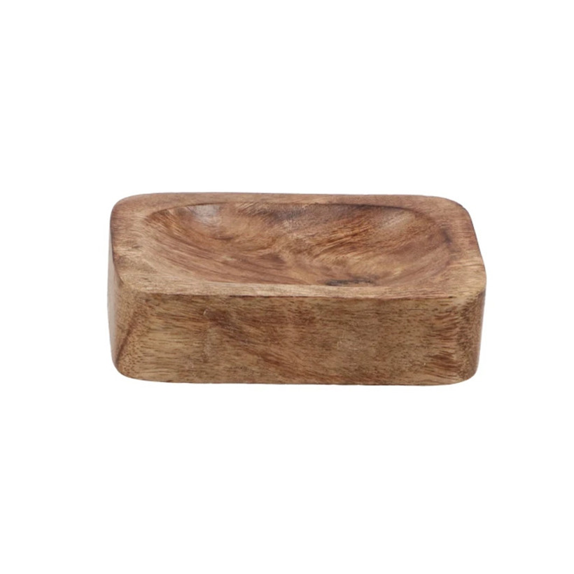 Zeepschaaltje/zeep houder/zeepbakje - mango hout - 11 x 8 x 2 cm -