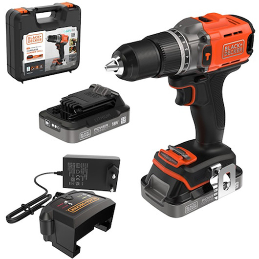 BLACK+DECKER Schroefklop machine/koffer +2x2.0ah schroefboor 2 accu's en oplader inbegrepen