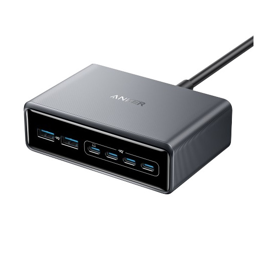 Anker Prime Charger (200W, 6 Ports, GaN) USB Hub Zwart