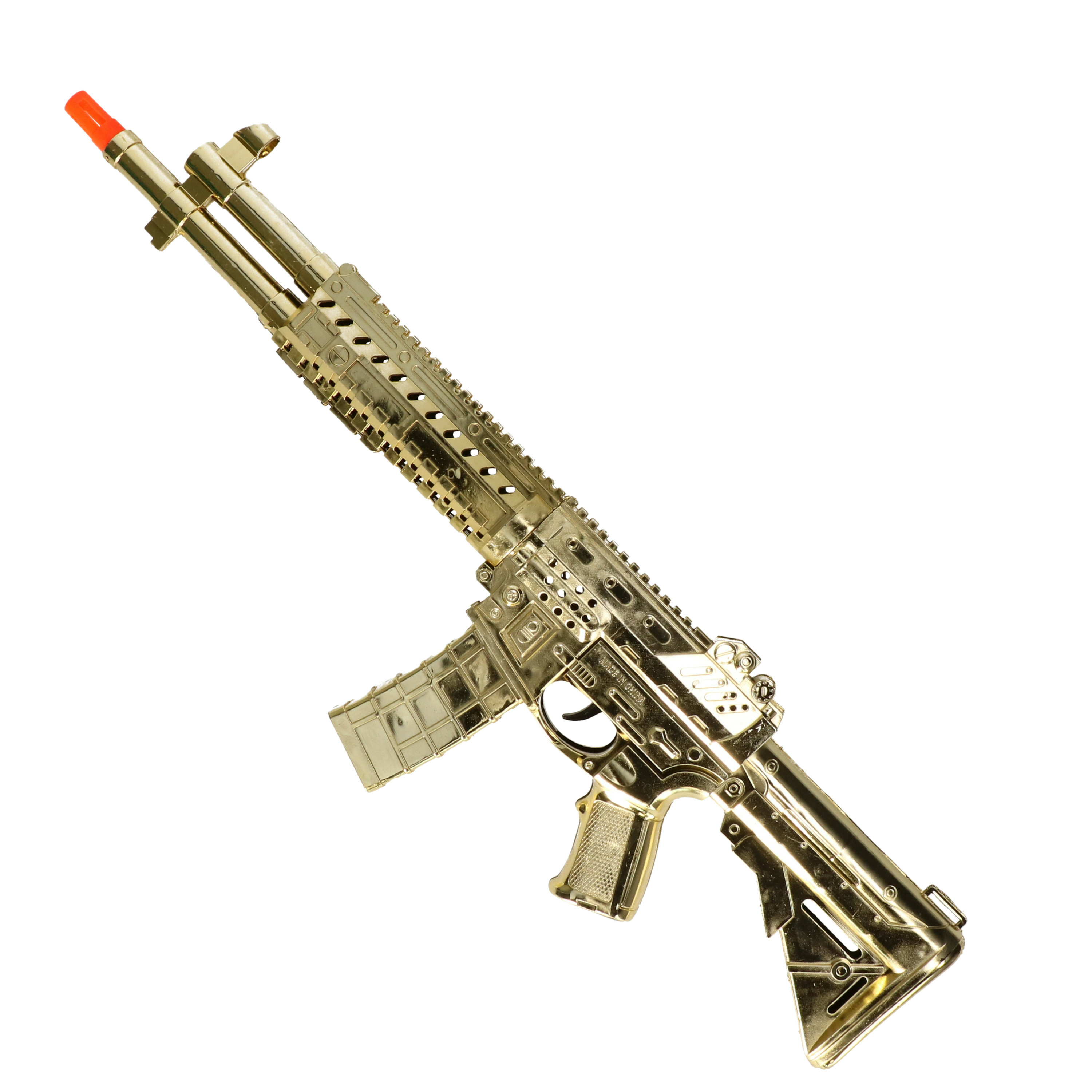 Verkleed speelgoed machinegeweer/tommy gun - goud - geheim agent/gangster thema - 58 cm -