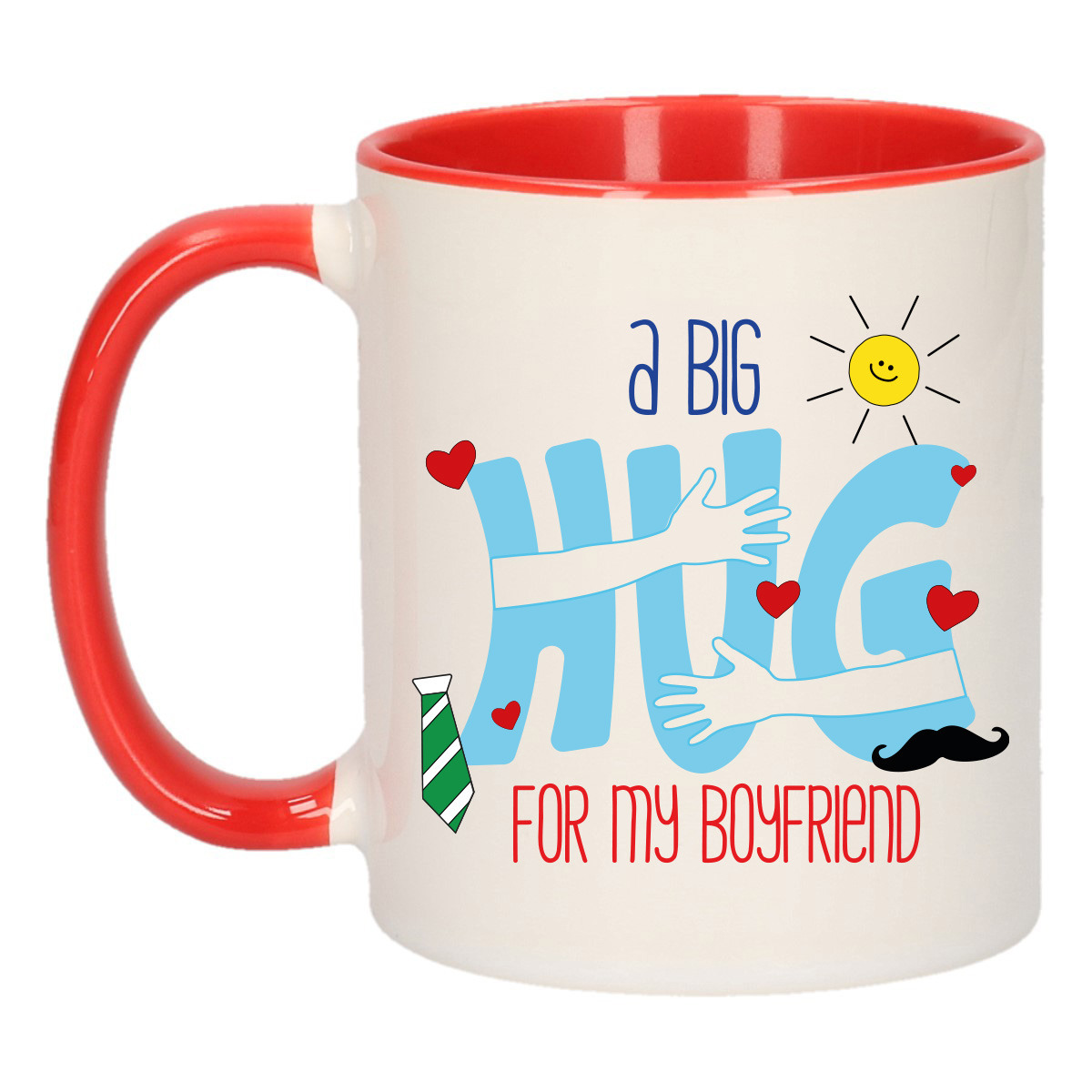 Cadeau koffie/thee mok voor vriend - rood - big hug - 300 ml - verjaardag -