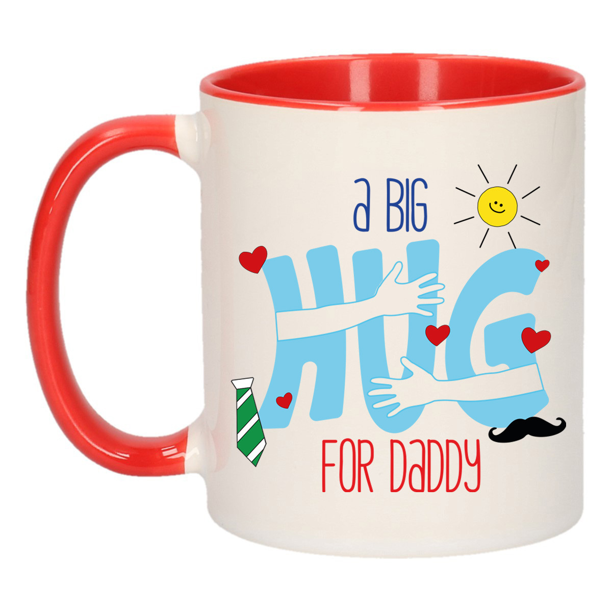 Cadeau koffie/thee mok voor papa - rood - big hug - 300 ml - Vaderdag -
