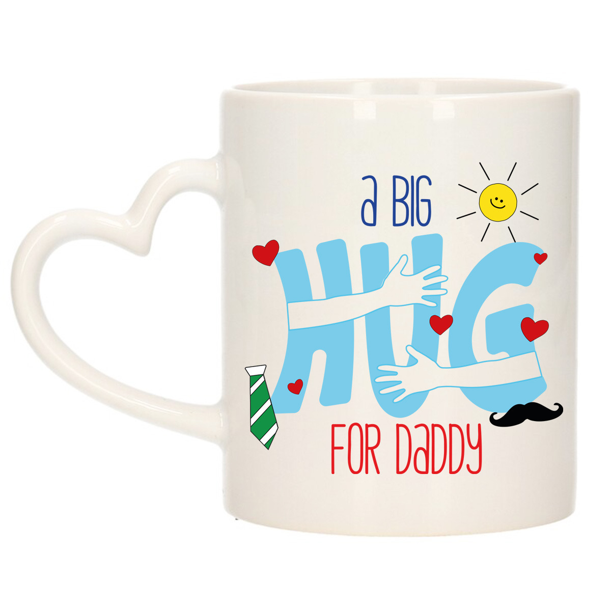 Cadeau koffie/thee mok voor papa - hartje oor - big hug - 300 ml - Vaderdag -