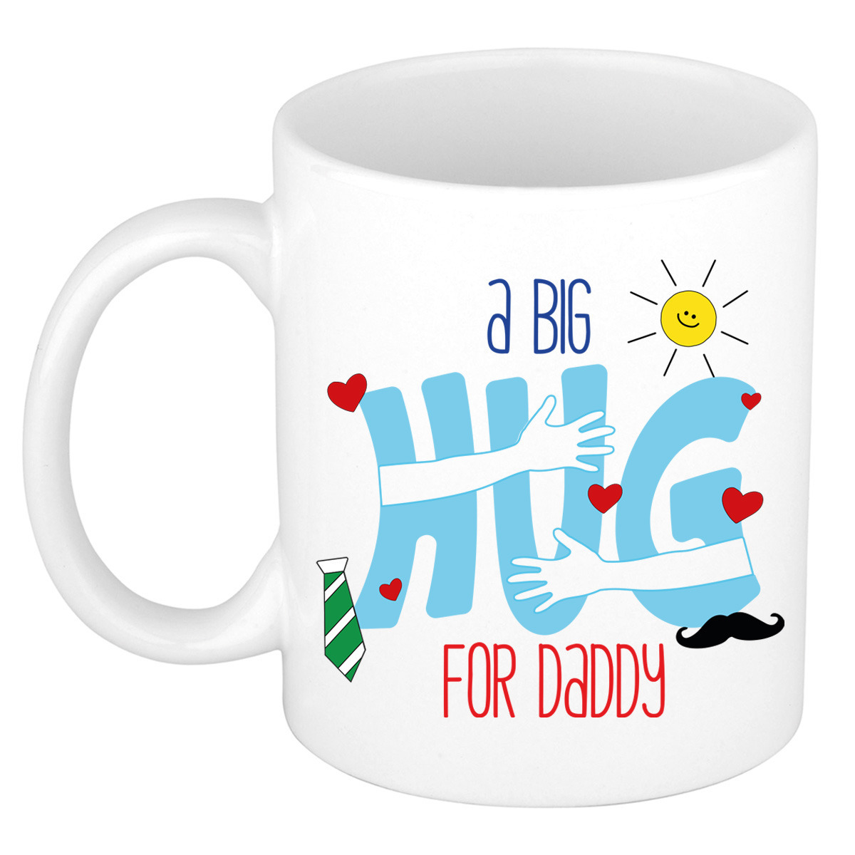 Cadeau koffie/thee mok voor papa - wit - big hug - 300 ml - Vaderdag -
