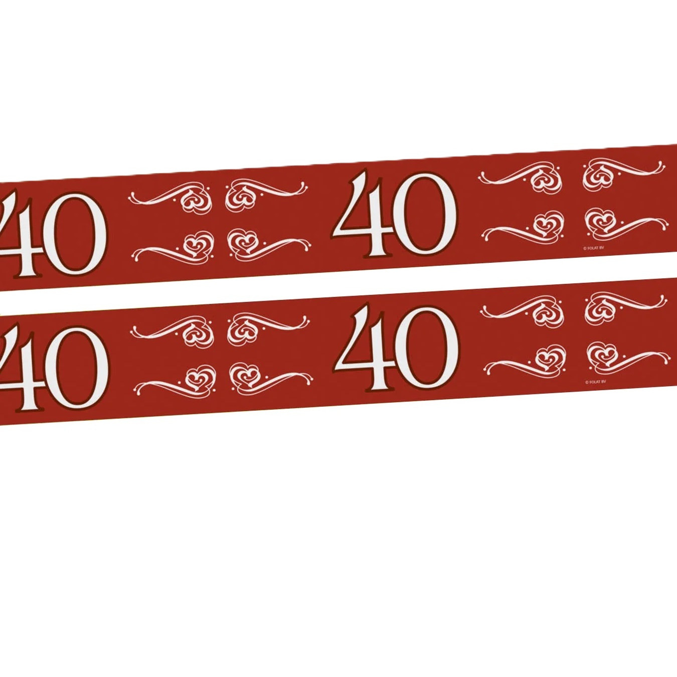 Verjaardag/jubileum markeerlint - 2x - 40 jaar - 15 meter - rood - afzetlint -