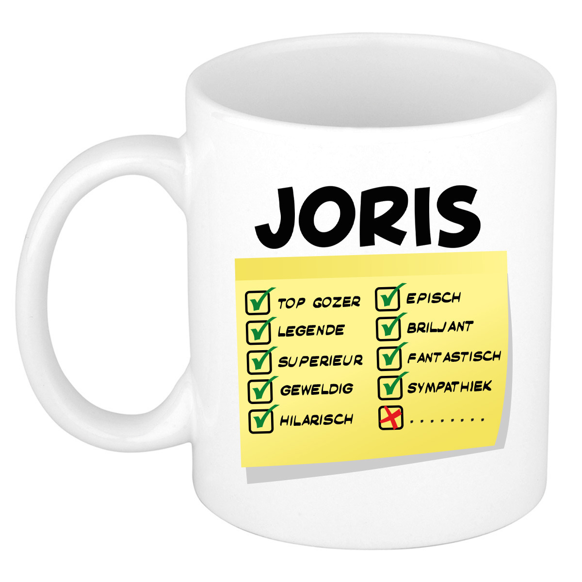 Naam mok Joris - wit - top gozer - keramiek - 300 ml - cadeau collega beker -