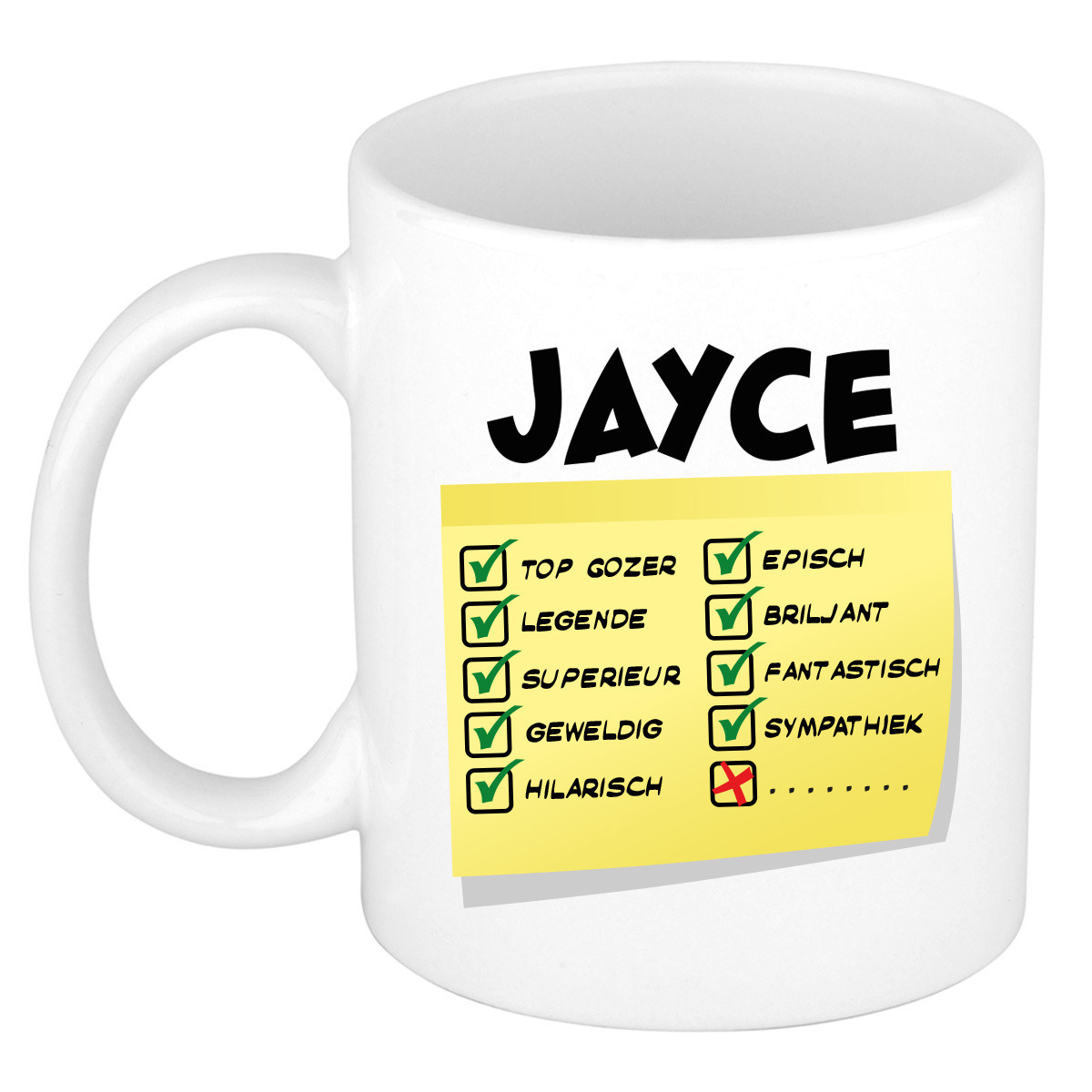 Naam mok Jayce - wit - top gozer - keramiek - 300 ml - cadeau collega beker -