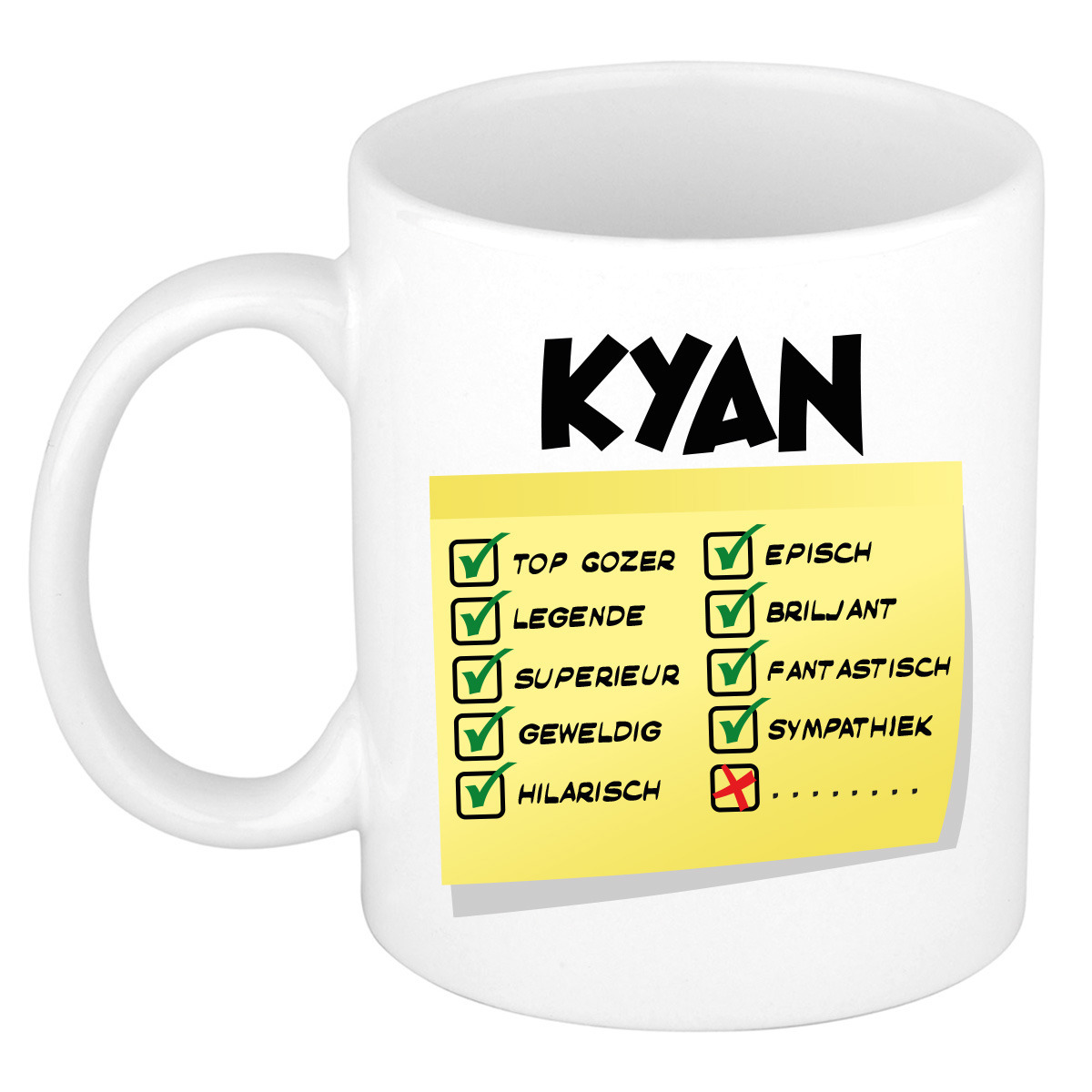 Naam mok Kyan - wit - top gozer - keramiek - 300 ml - cadeau collega beker -