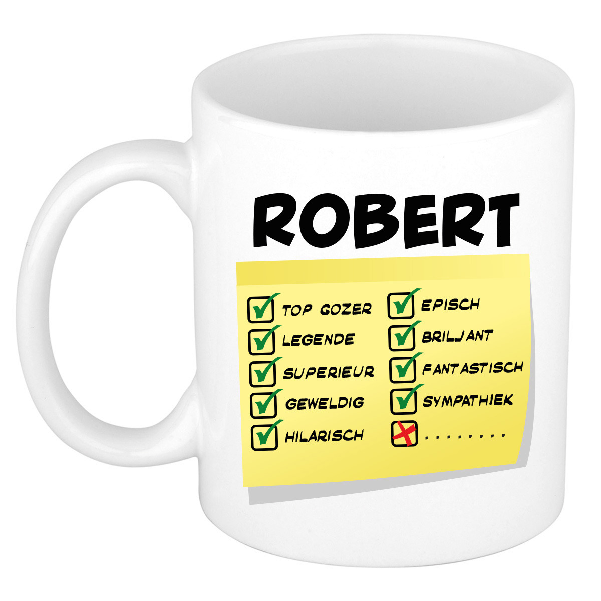 Naam mok Robert - wit - top gozer - keramiek - 300 ml - cadeau collega beker -