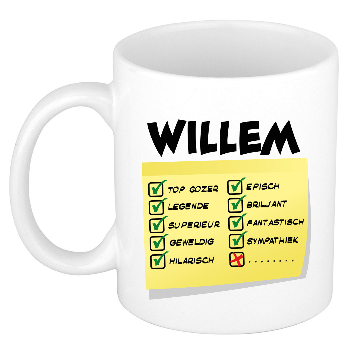 Naam mok Willem - wit - top gozer - keramiek - 300 ml - cadeau collega beker -