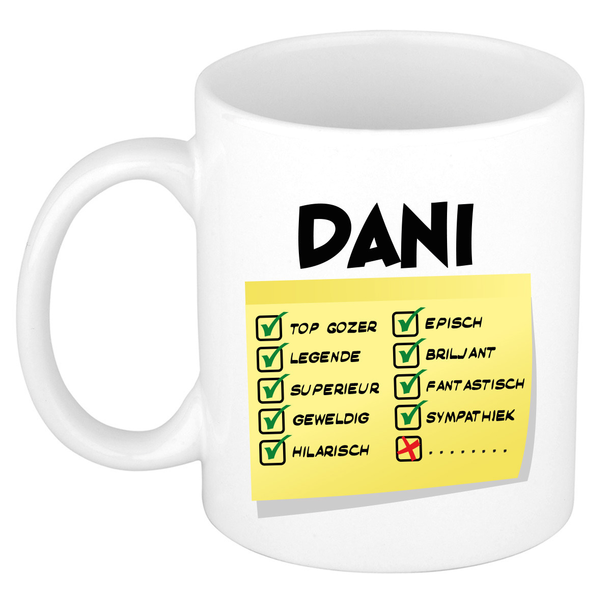 Naam mok Dani - wit - top gozer - keramiek - 300 ml - cadeau collega beker -
