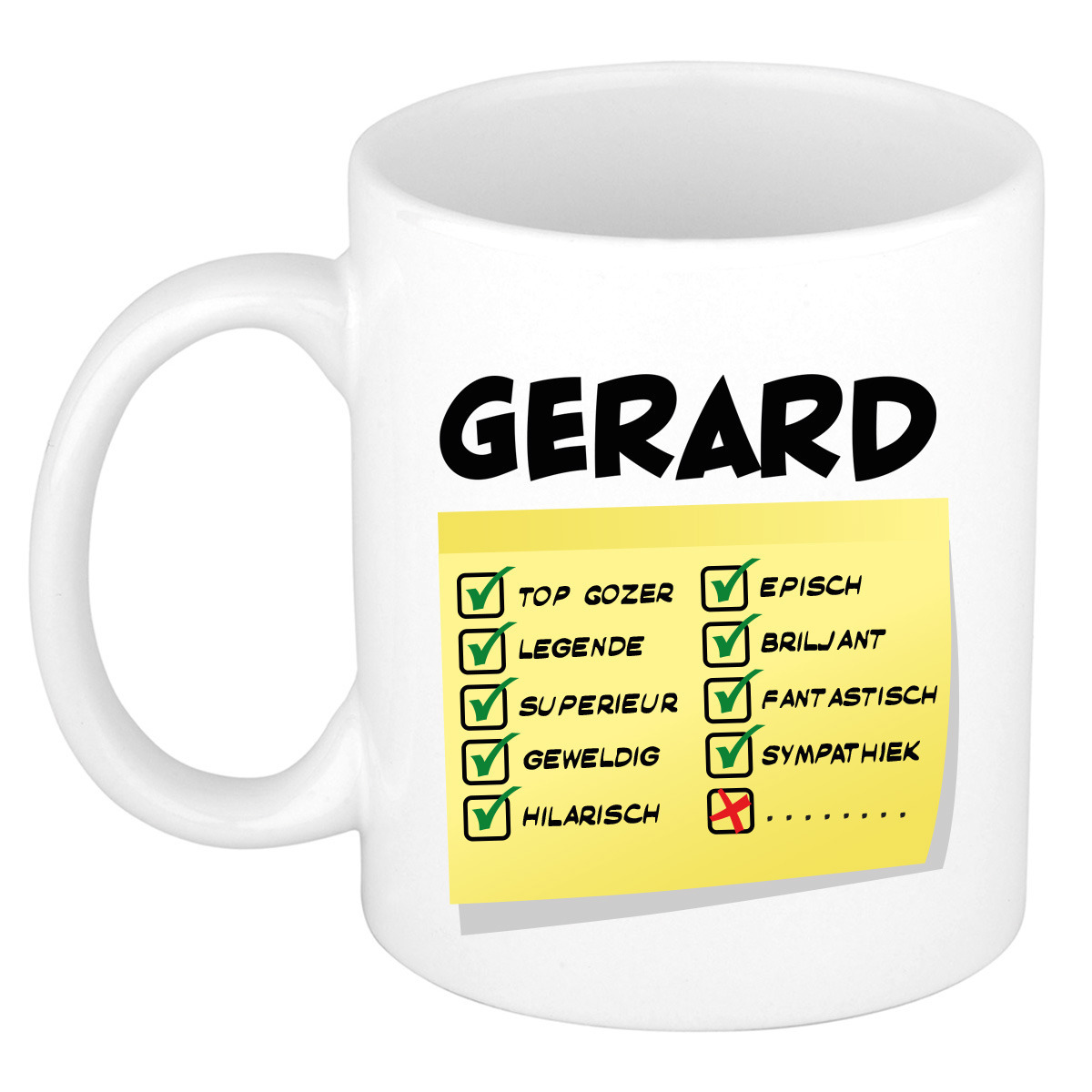 Naam mok Gerard - wit - top gozer - keramiek - 300 ml - cadeau collega beker -