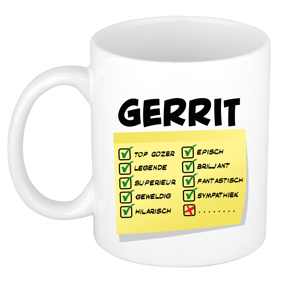 Naam mok Gerrit - wit - top gozer - keramiek - 300 ml - cadeau collega beker -