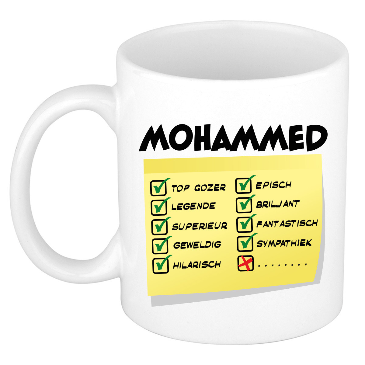 Naam mok Mohamed - wit - top gozer - keramiek - 300 ml - cadeau collega beker -
