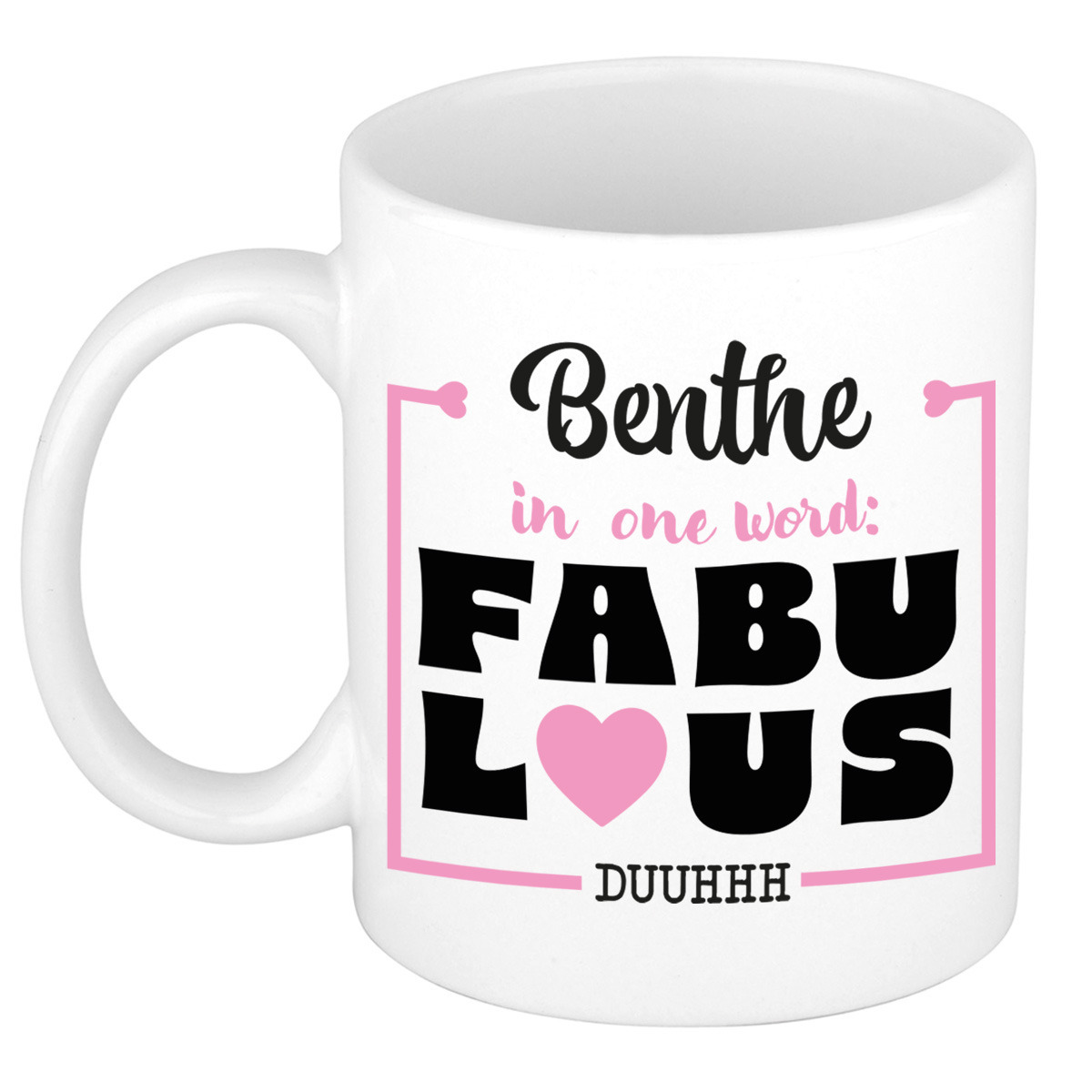 Naam mok Benthe - wit - Fabulous - keramiek - 300 ml - cadeau collega beker -