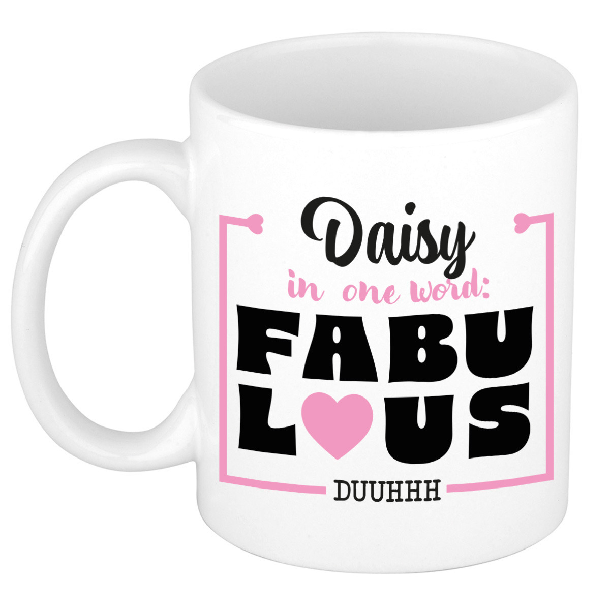 Naam mok Daisy - wit - Fabulous - keramiek - 300 ml - cadeau collega beker -