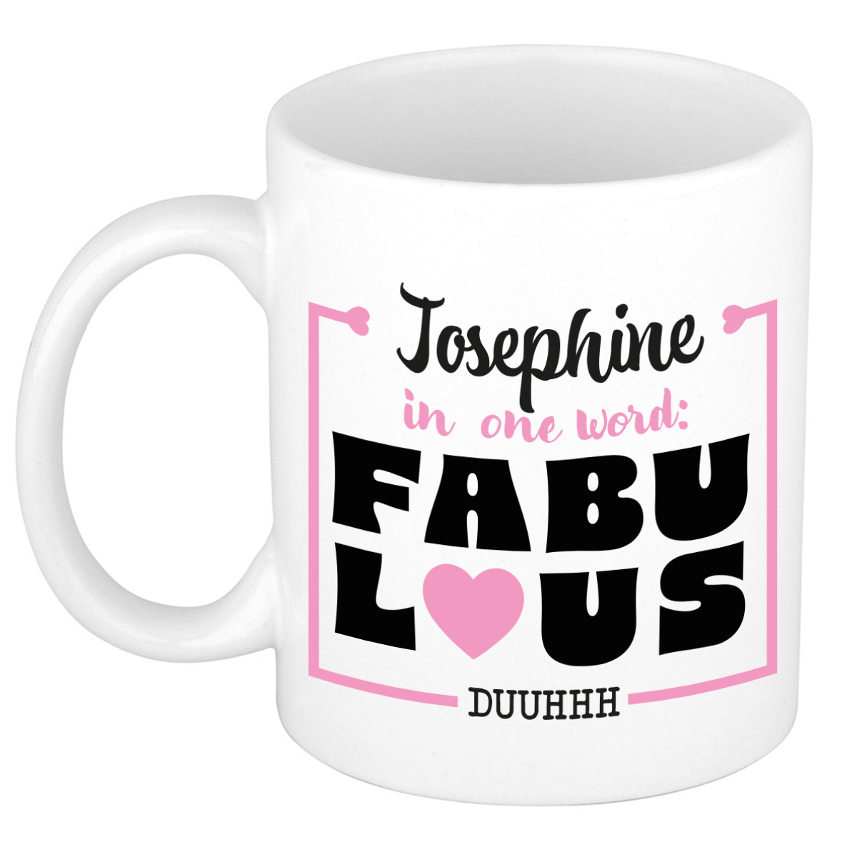 Naam mok Josephine - wit - Fabulous - keramiek - 300 ml - cadeau collega beker -