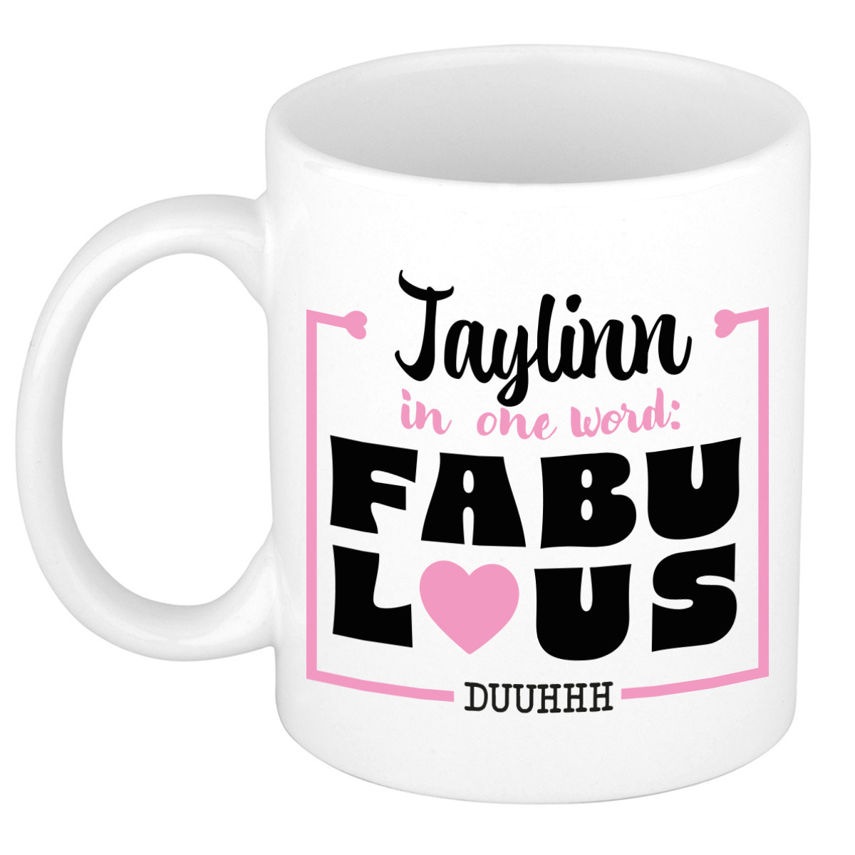 Naam mok Jaylinn - wit - Fabulous - keramiek - 300 ml - cadeau collega beker -
