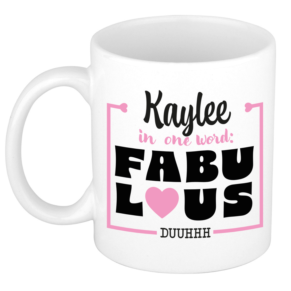 Naam mok Kaylee - wit - Fabulous - keramiek - 300 ml - cadeau collega beker -
