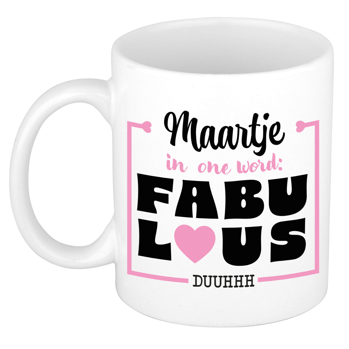 Naam mok Maartje - wit - Fabulous - keramiek - 300 ml - cadeau collega beker -