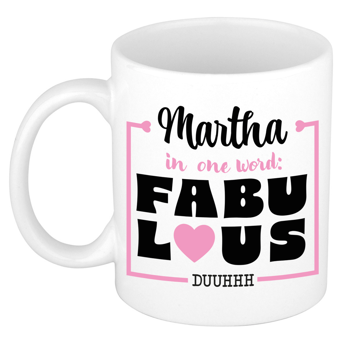 Naam mok Martha - wit - Fabulous - keramiek - 300 ml - cadeau collega beker -