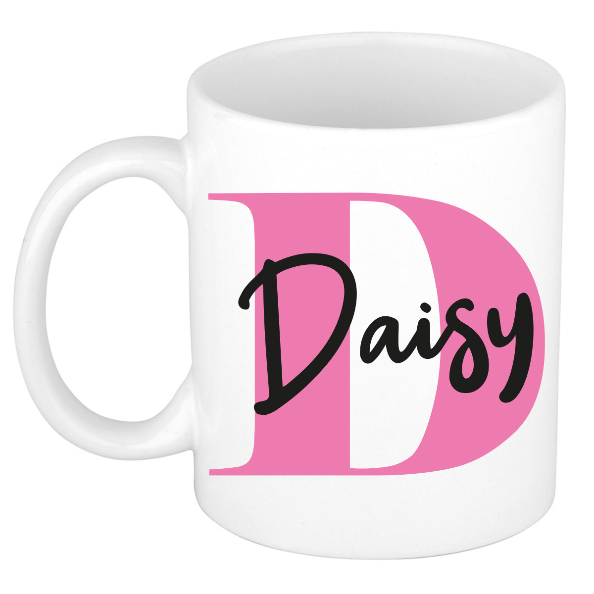 Naam mok Daisy - roze - wit - keramiek - 300 ml - verjaardag/cadeau beker -