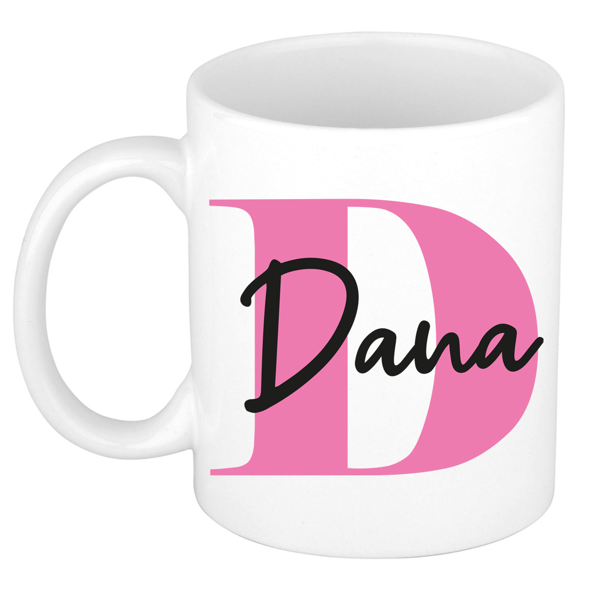 Naam mok Dana - roze - wit - keramiek - 300 ml - verjaardag/cadeau beker -