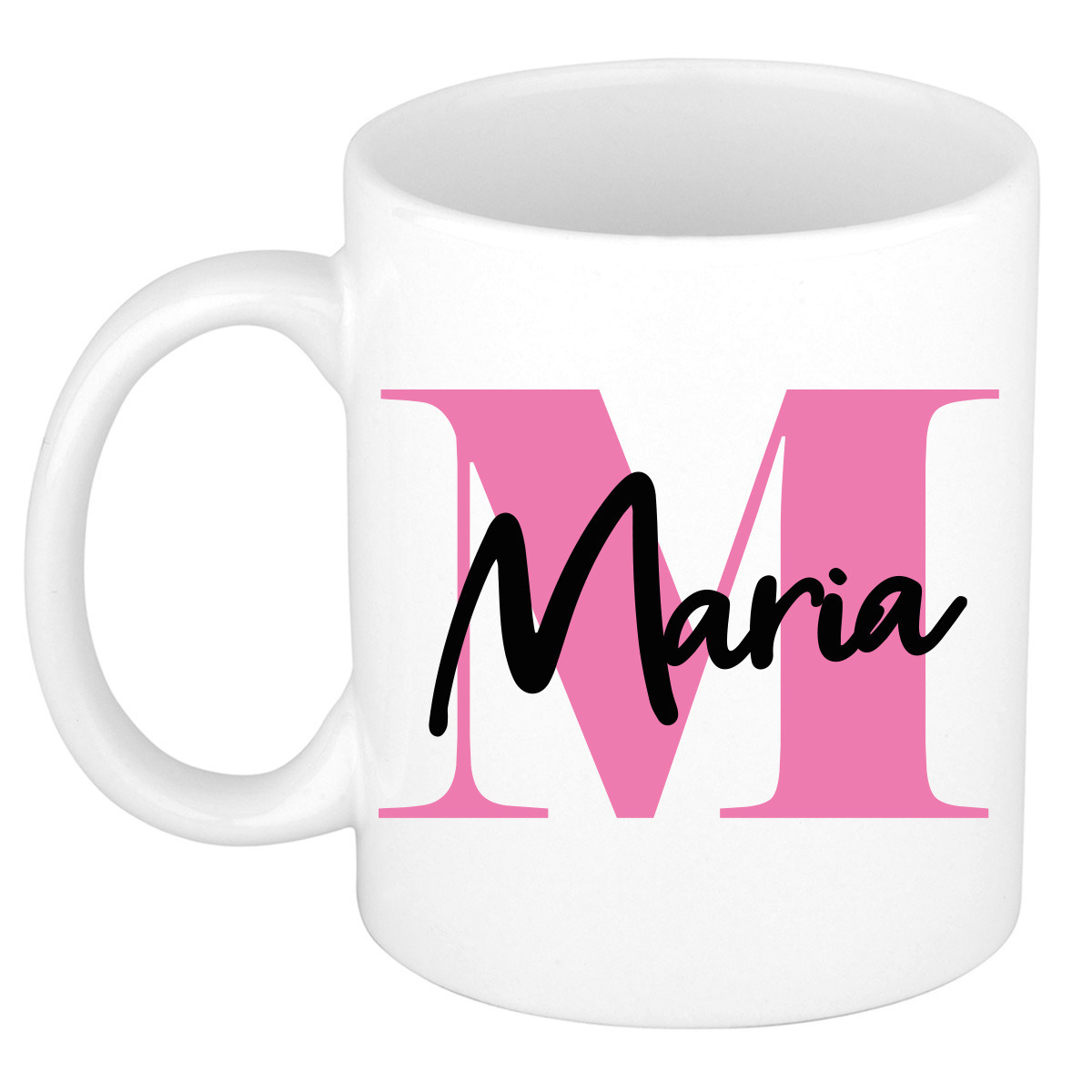 Naam mok Maria - roze - wit - keramiek - 300 ml - verjaardag/cadeau beker -