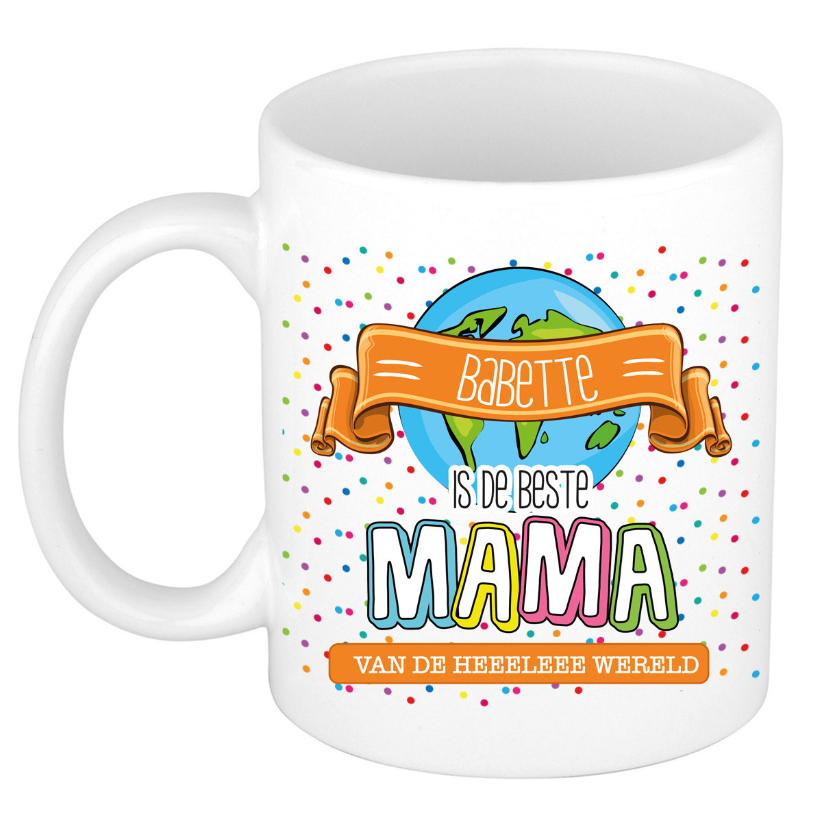 Naam mok mama Babette - wit - de beste - keramiek - 300 ml - Moederdag/verjaardag -