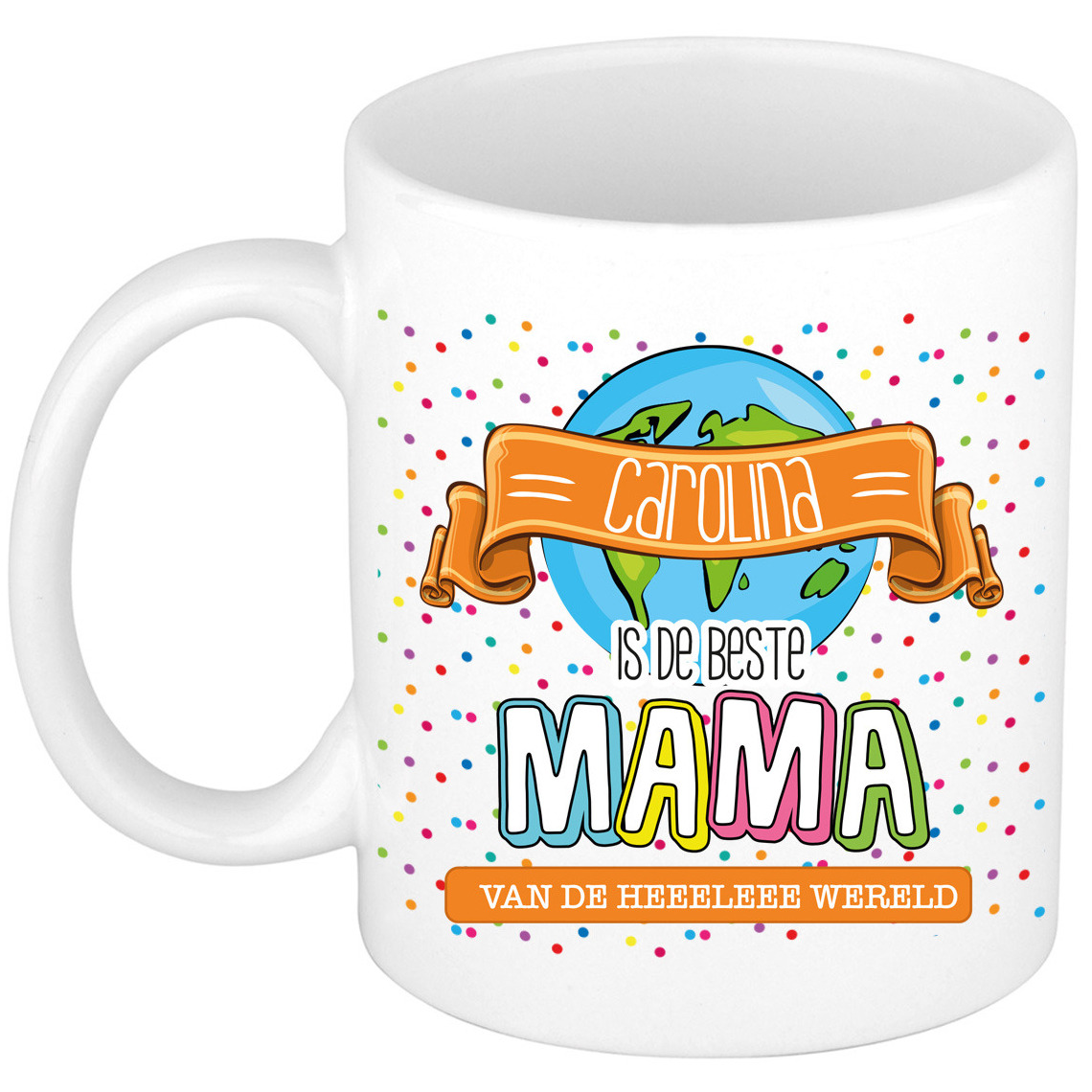 Naam mok mama Carolina - wit - de beste - keramiek - 300 ml - Moederdag/verjaardag -