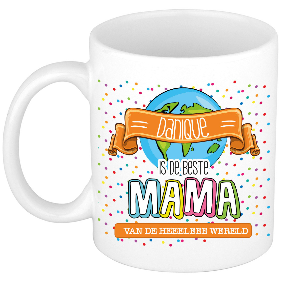 Naam mok mama Danique - wit - de beste - keramiek - 300 ml - Moederdag/verjaardag -