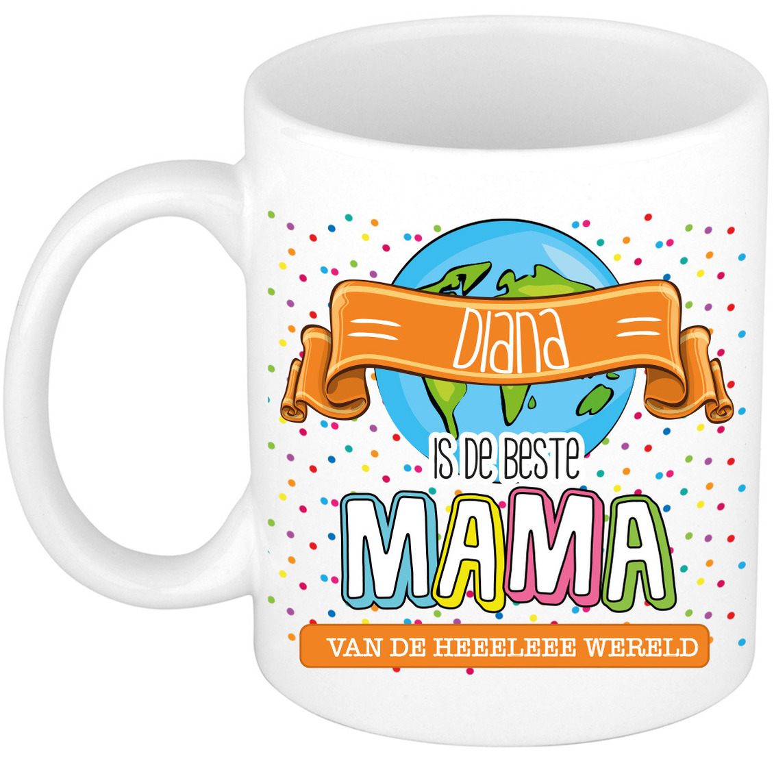Naam mok mama Diana - wit - de beste - keramiek - 300 ml - Moederdag/verjaardag -