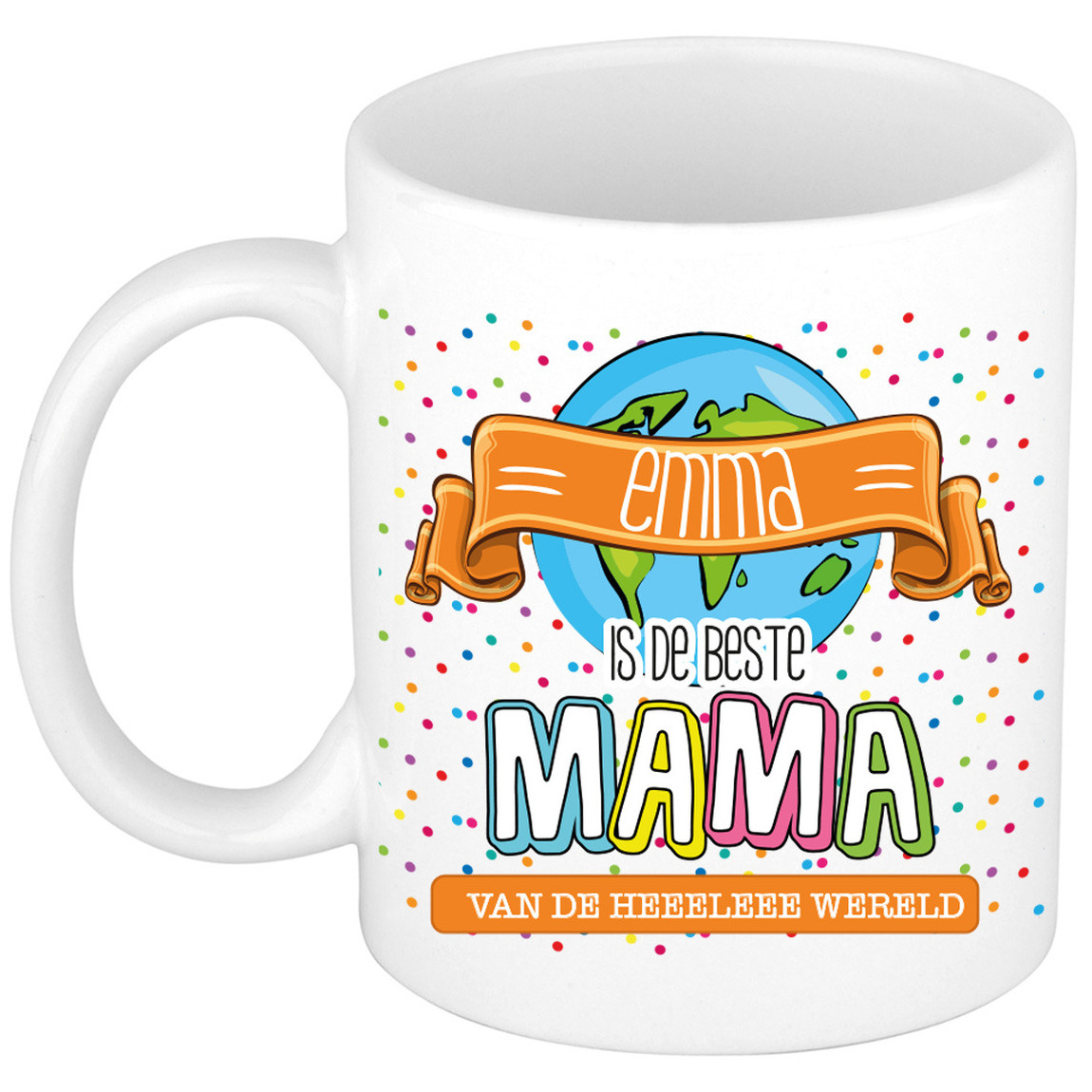 Naam mok mama Emma - wit - de beste - keramiek - 300 ml - Moederdag/verjaardag -