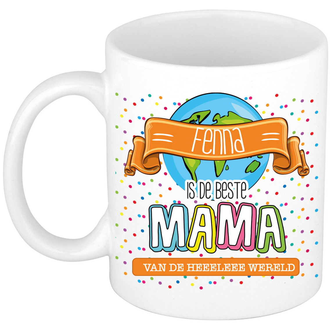 Naam mok mama Fenna - wit - de beste - keramiek - 300 ml - Moederdag/verjaardag -