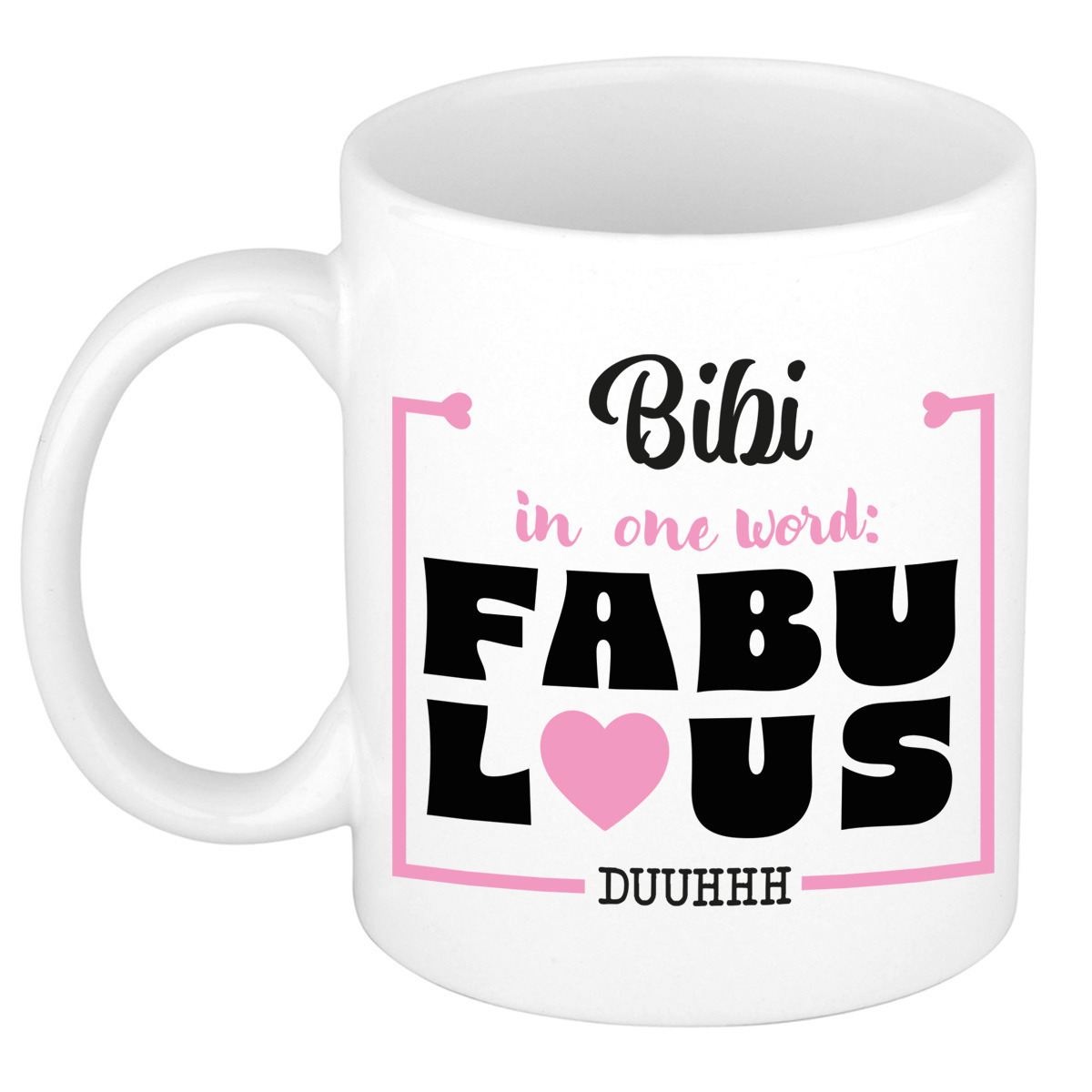 Naam mok Bibi - wit - Fabulous - keramiek - 300 ml - cadeau collega beker -