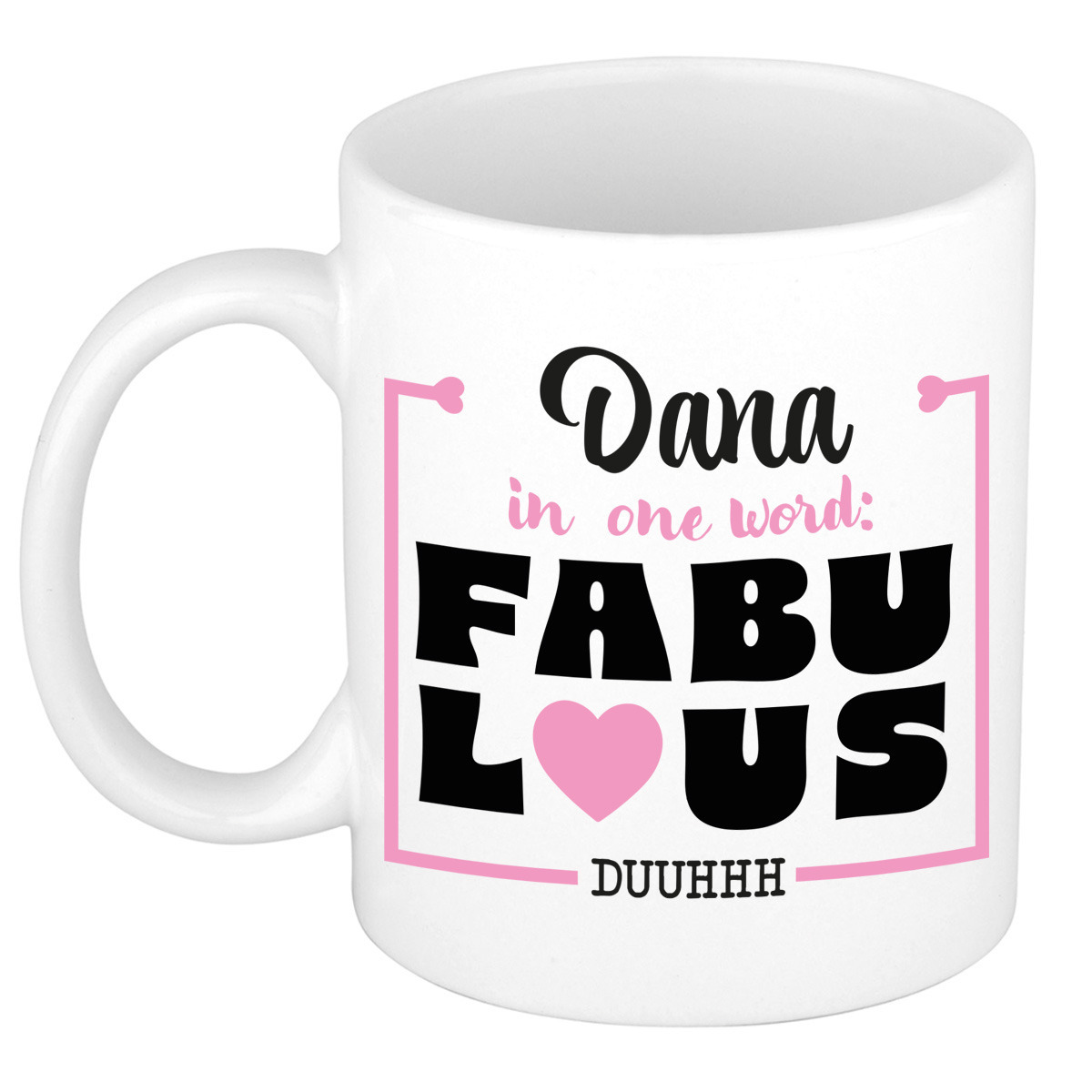 Naam mok Dana - wit - Fabulous - keramiek - 300 ml - cadeau collega beker -