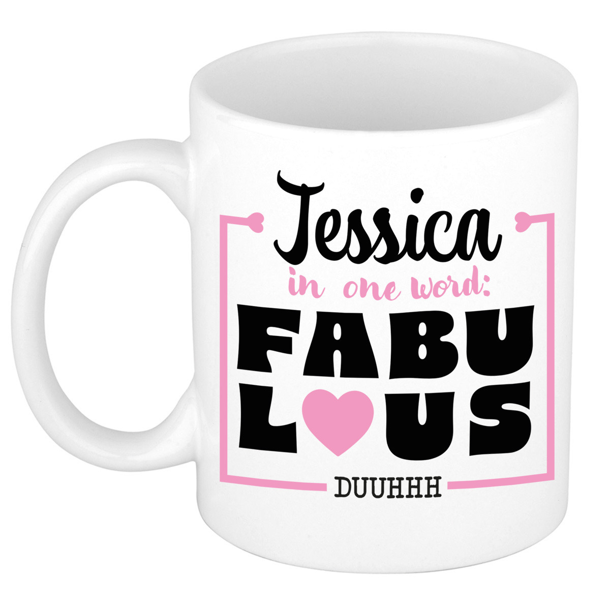 Naam mok Jessica - wit - Fabulous - keramiek - 300 ml - cadeau collega beker -