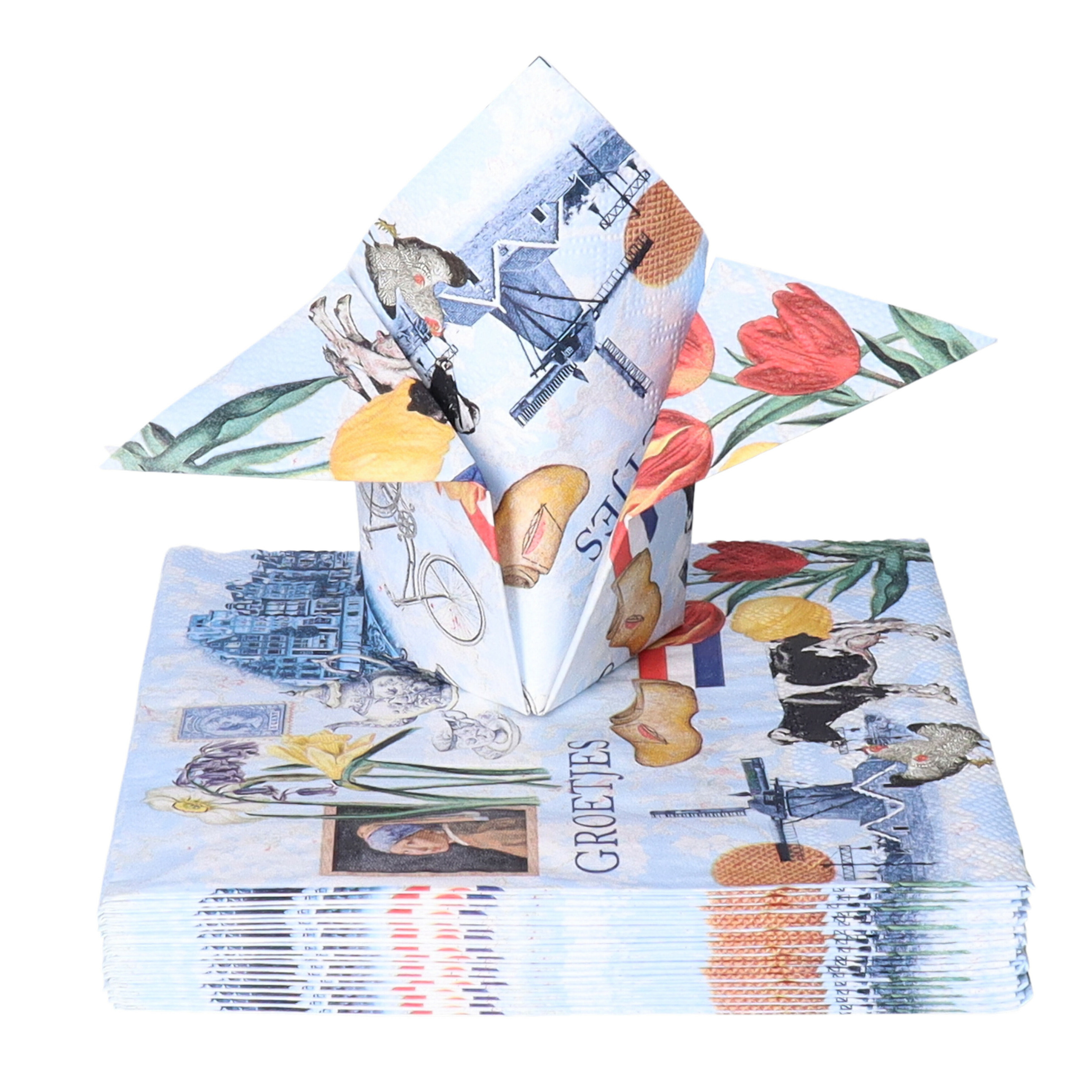 Tafel diner servetten - Nederland/Holland thema - 20x stuks - 33 x 33 cm -